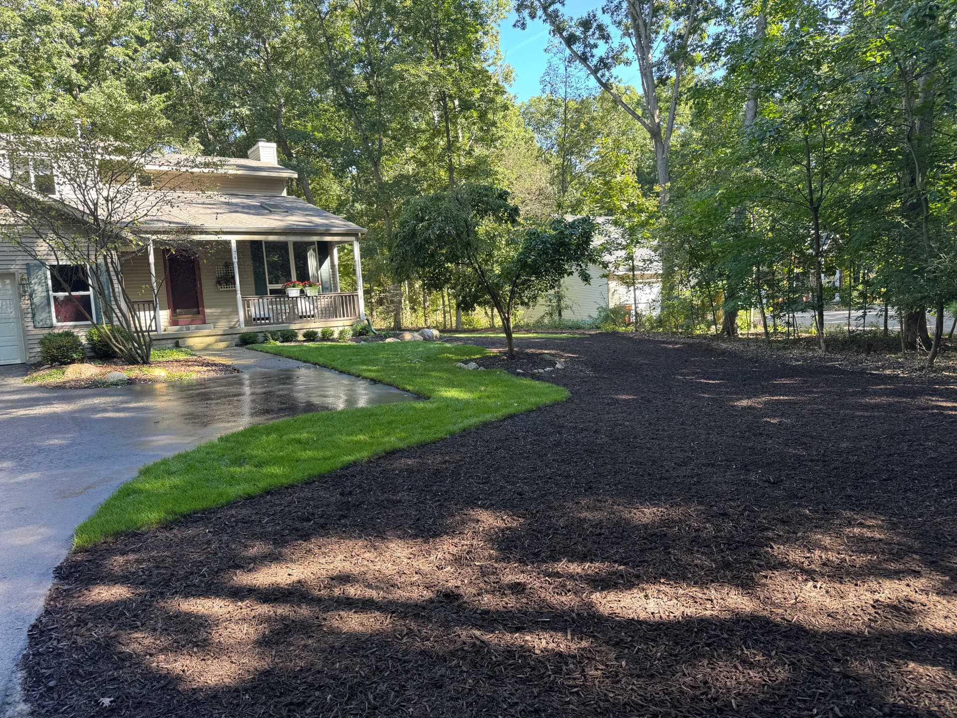 Full Lawn Rehab With Sod Installation and Fresh Mulch Beds