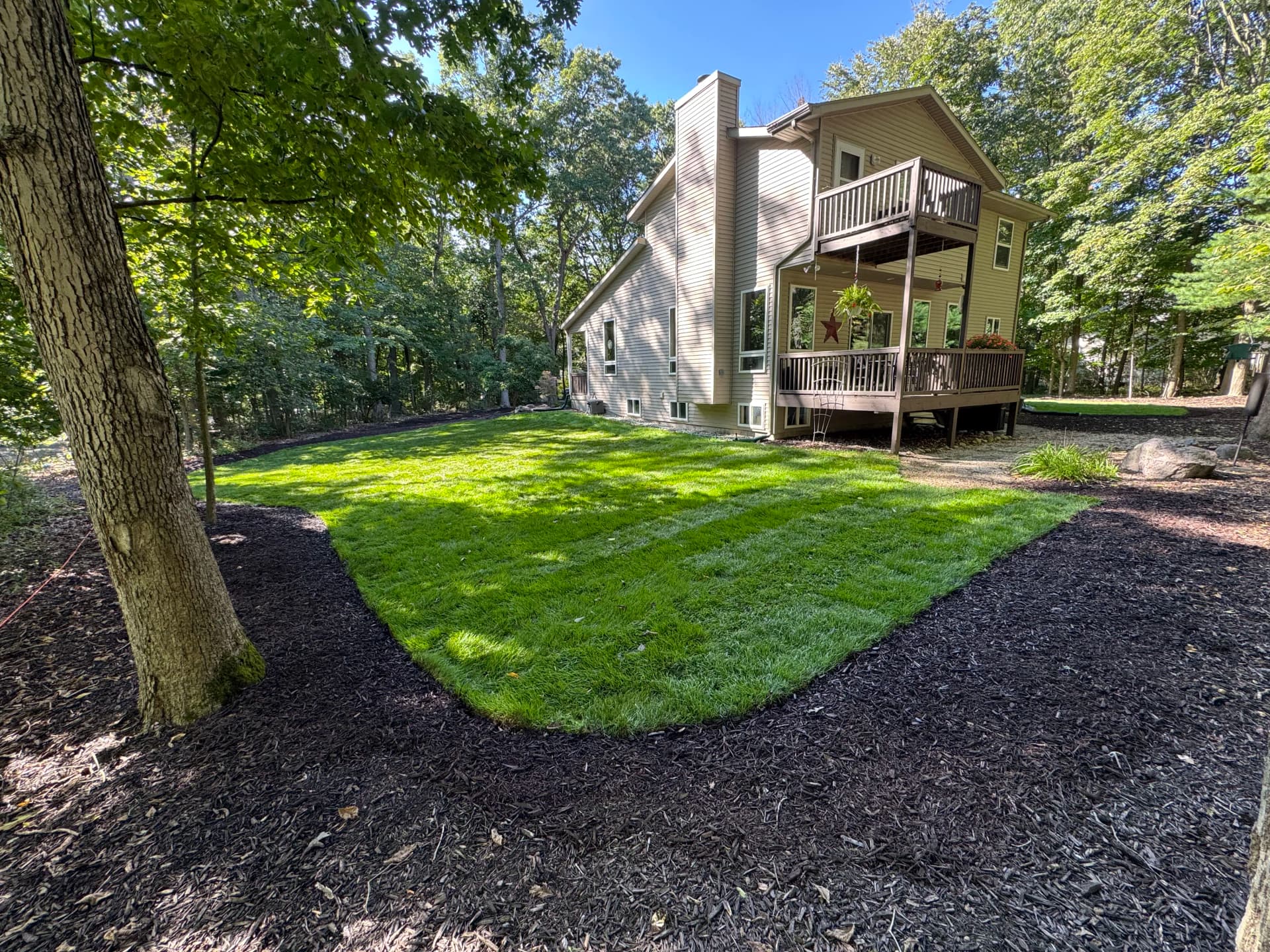 Full Lawn Rehab With Sod Installation and Fresh Mulch Beds